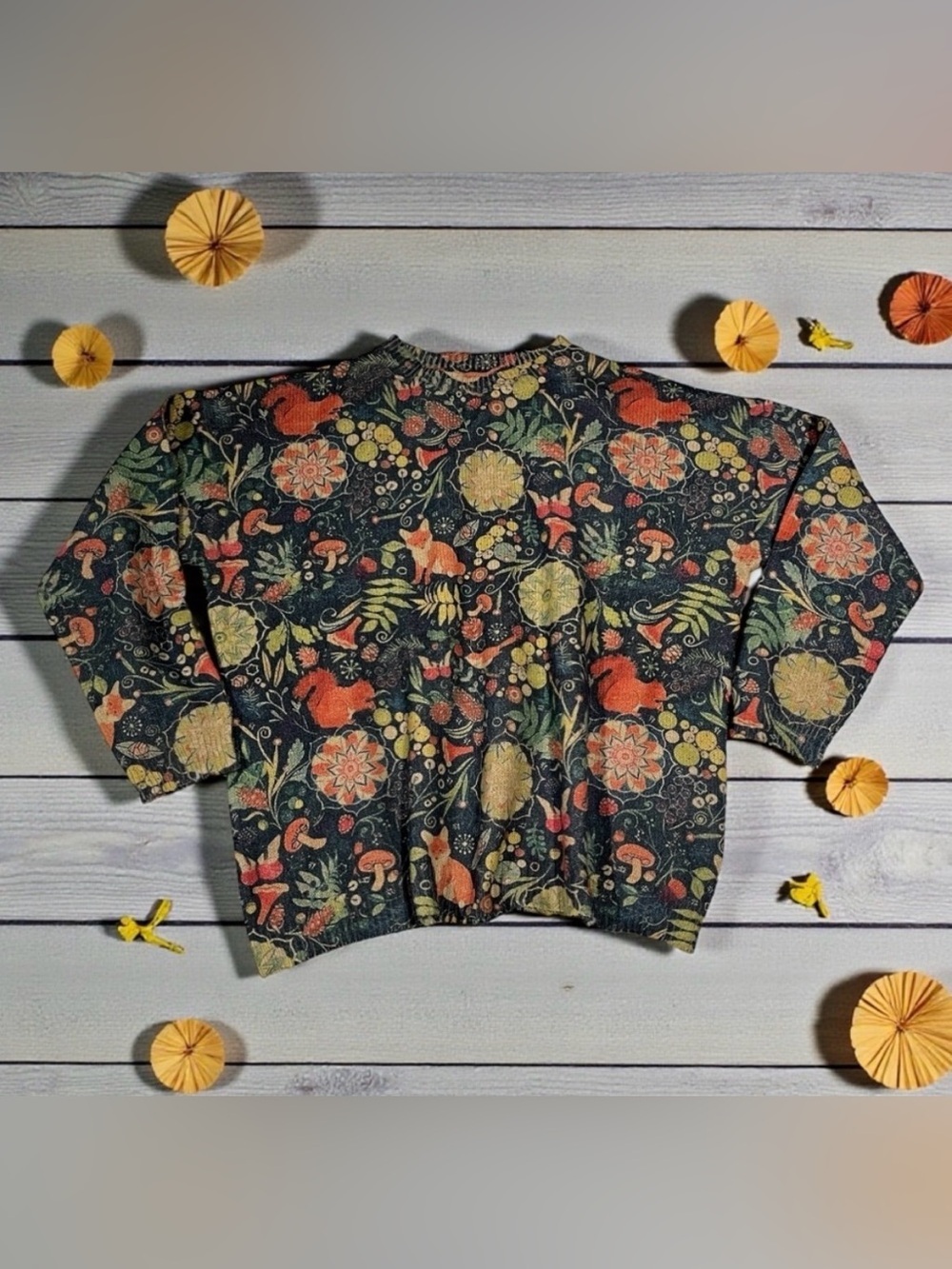 Whimsical Thick Oversized Sweater Mushroom Woodland Cottagecore Fable